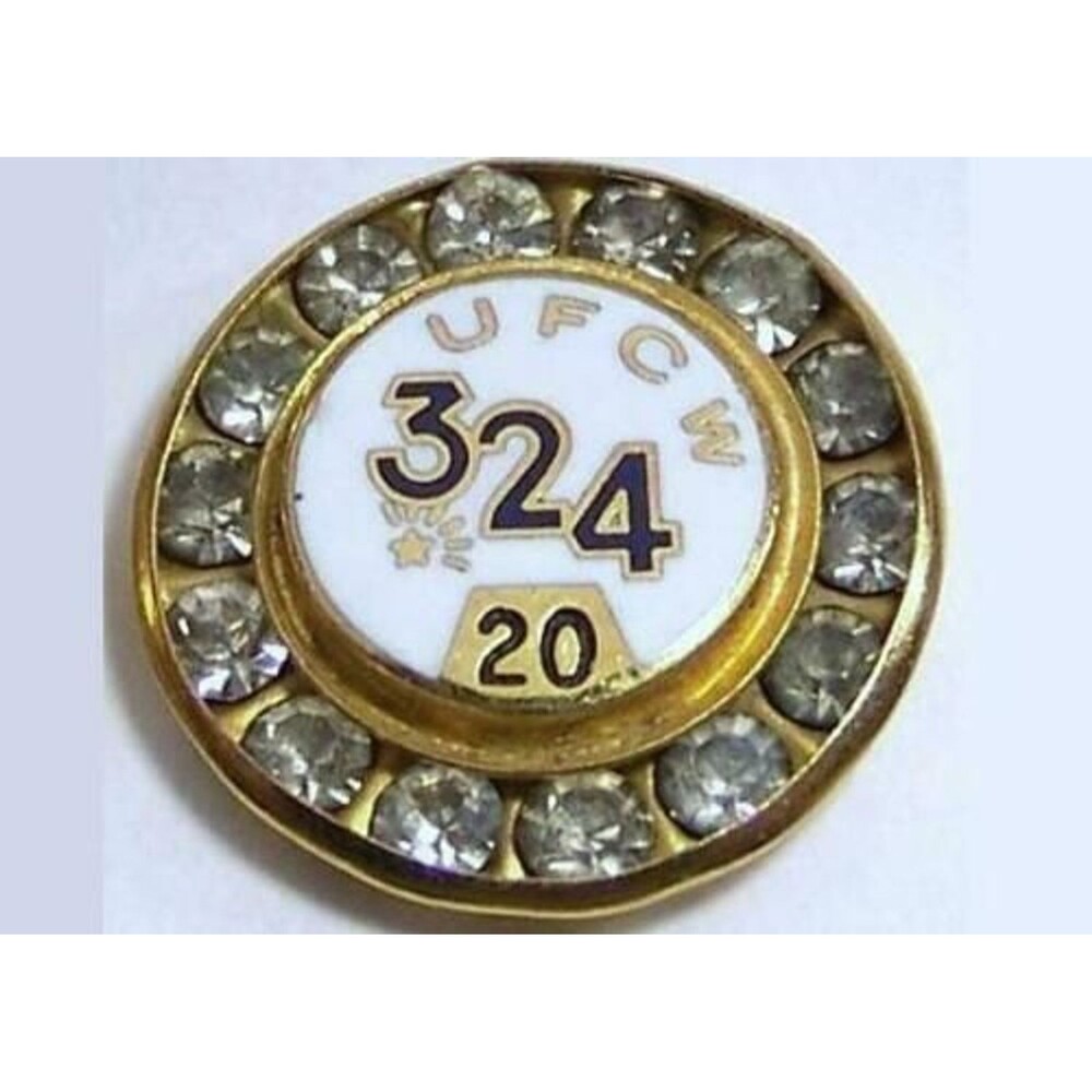 UFCW 324,Retail Clerks Union  20 year ,Pin w/14 stones